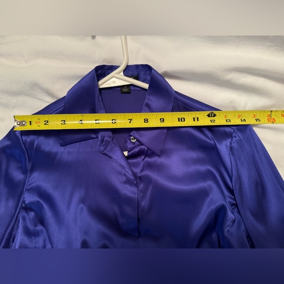 Bright Silk Blue Collared Blouse - Picture 7 of 7